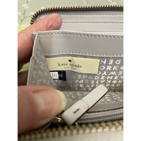 Kate Spade New York Wallet Clutch - Gray, Zippered Closure, Zipper Coin - Picture 5 of 9